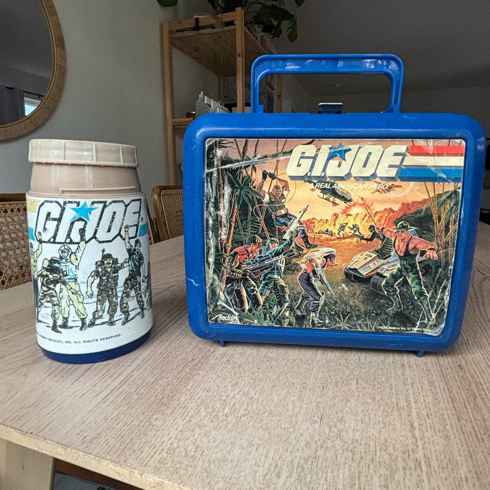 VINTAGE GI JOE REAL AMERICAN HERO PLASTIC LUNCH BOX PAIL W THERMOS 1986 ALADDIN